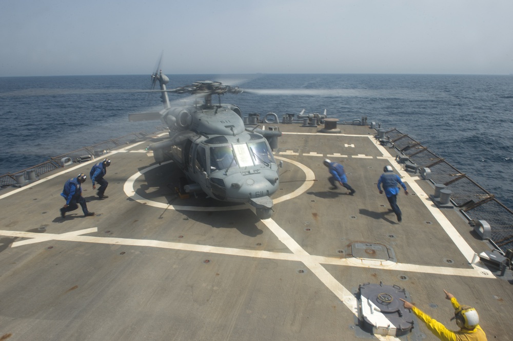 USS Arleigh Burke flight deck operations