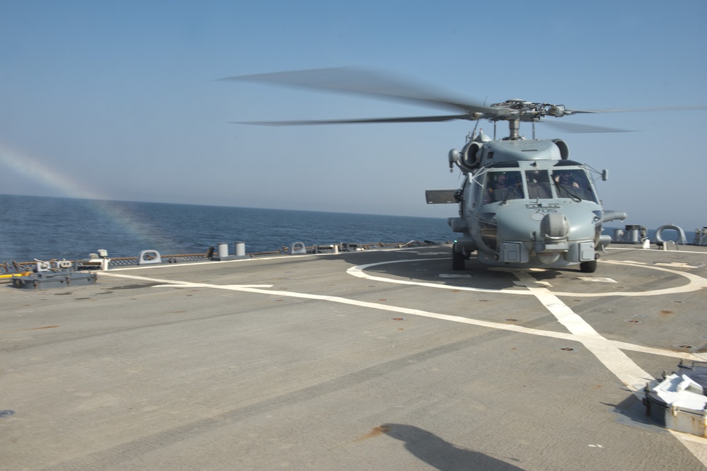 USS Arleigh Burke flight deck operations