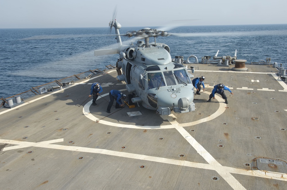 USS Arleigh Burke flight deck operations