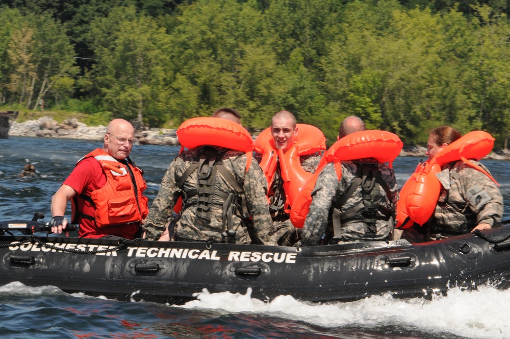 Colchester Technical Rescue supports the Vermont Army National Guard Air Ambulance during water rescue training