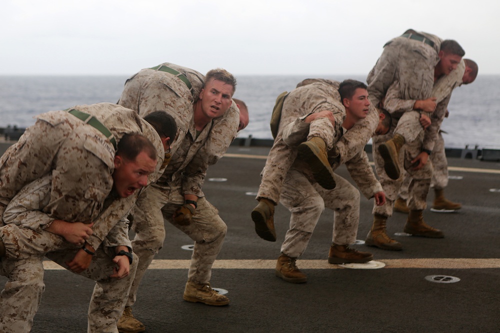Combat conditioning elevates 11th MEU NCOs on USS Comstock