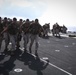 Golf Co. BLT 2/1 conducts PT on the flight deck of the USS Makin Island