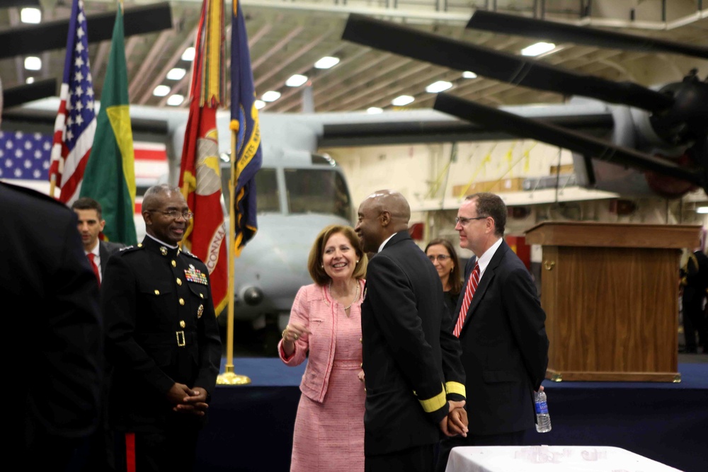 Marines, Sailors host Brazilian guests for reception aboard USS America