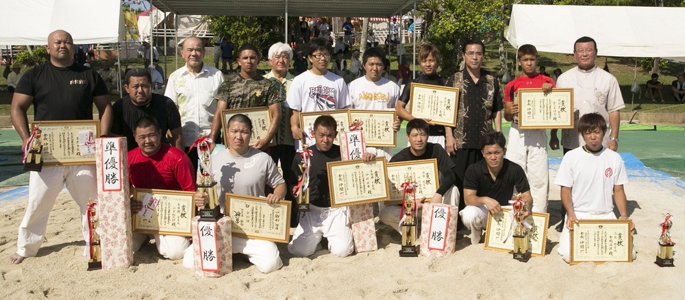 Marines take to sand during Okinawa sumo tournament