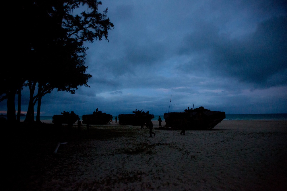 Marine Amphibious Assault at Sunset