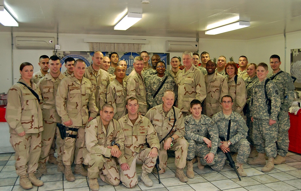 Sailors pose with CNO and MCPON
