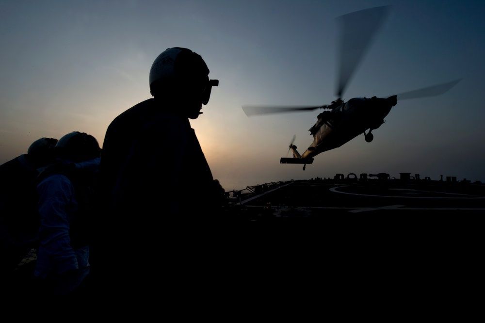 USS Arleigh Burke flight deck operations