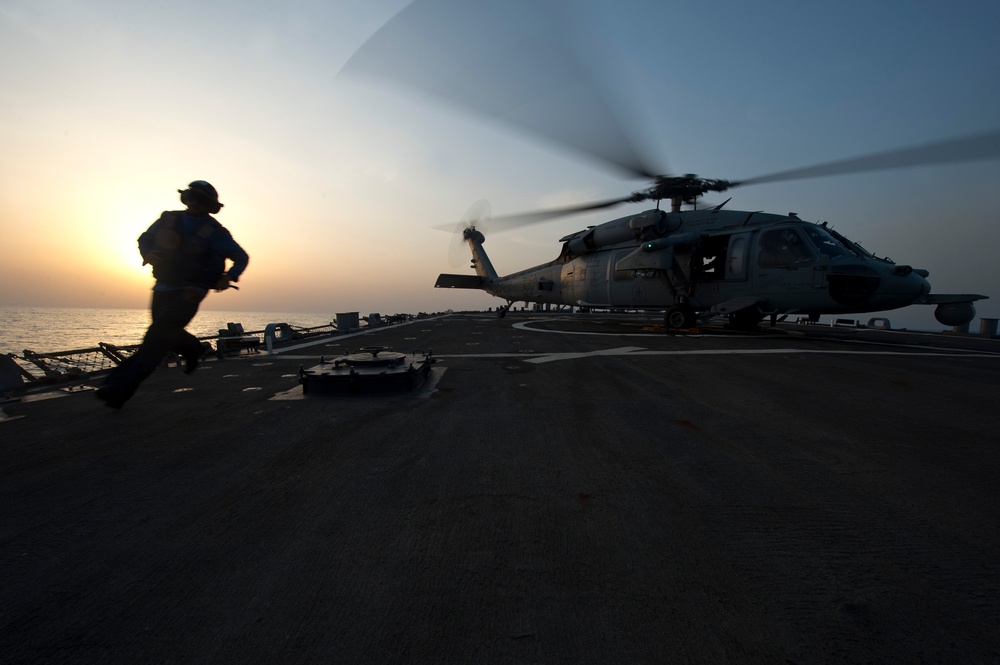 USS Arleigh Burke flight deck operations