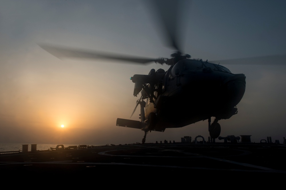 USS Arleigh Burke flight deck operations