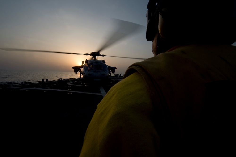 USS Arleigh Burke flight deck operations