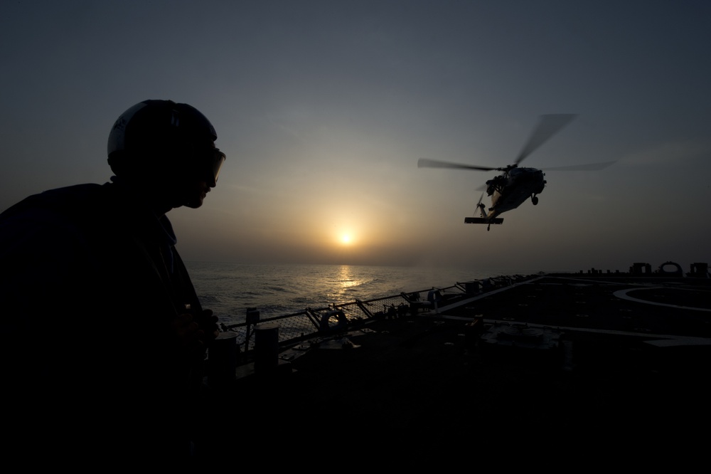 USS Arleigh Burke flight deck operations