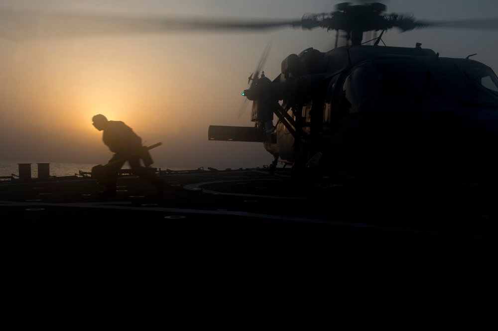 USS Arleigh Burke flight deck operations