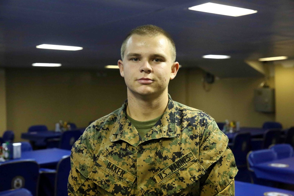 Marines with SPMAGTF-South contribute to USS America's food service