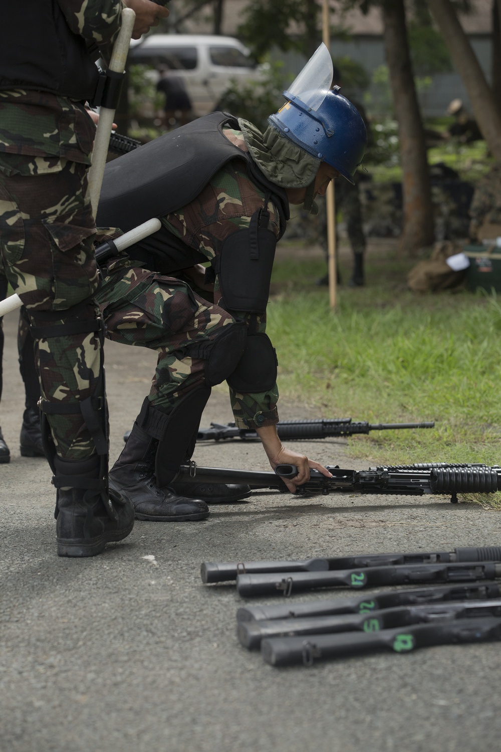 AFP and PNP practice riot control formations