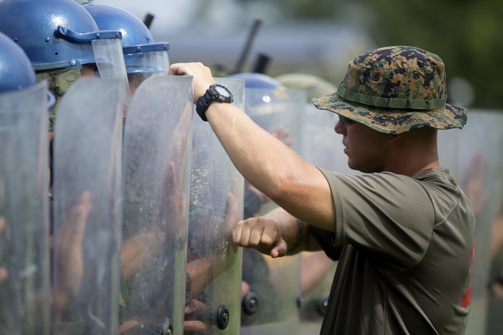 AFP and PNP practice riot control formations