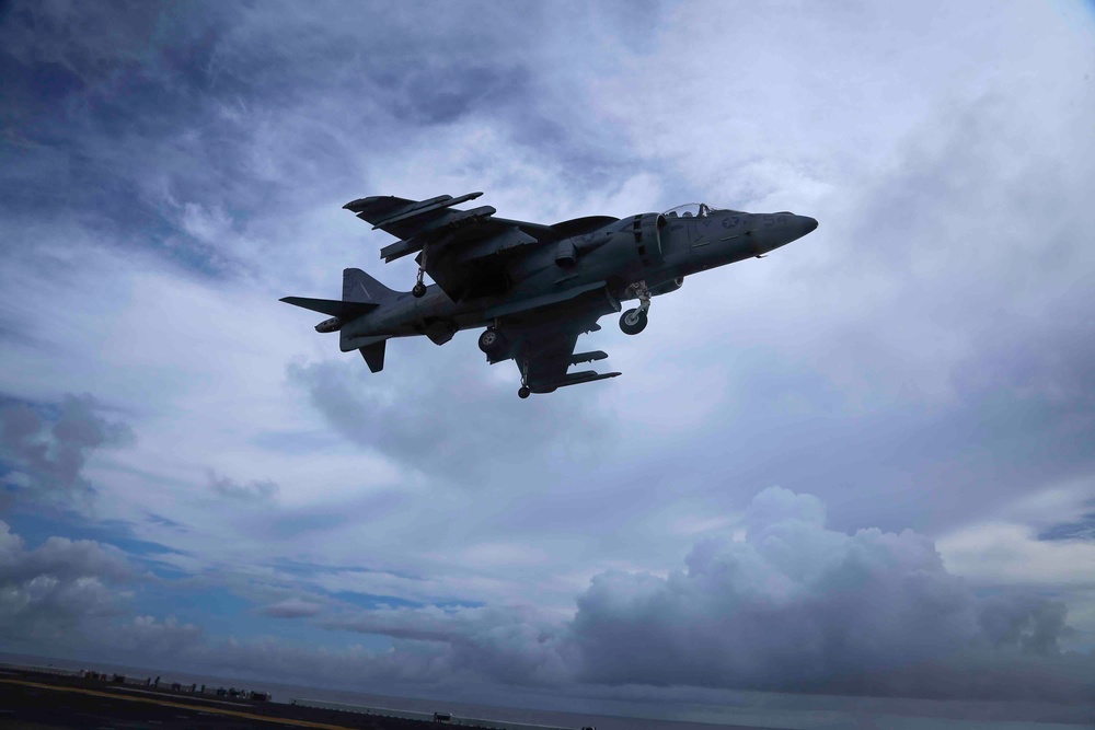 AV-8B Harrier hover exercise