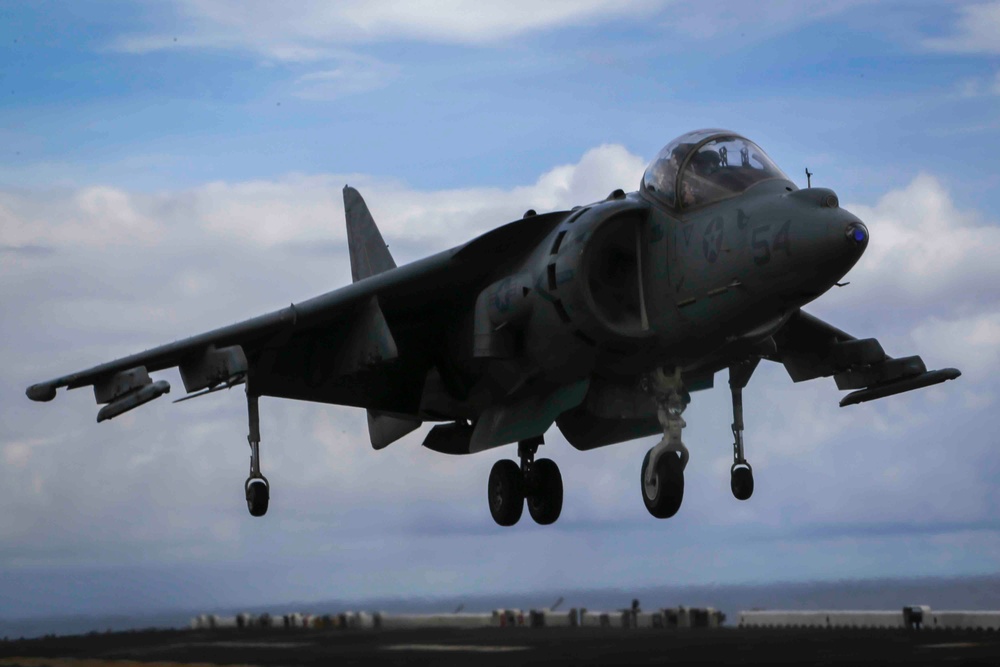 AV-8B Harrier hover exercise