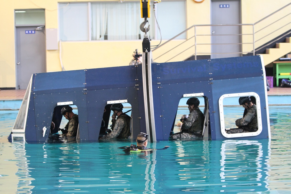 Pilots, crew dive into water survival training