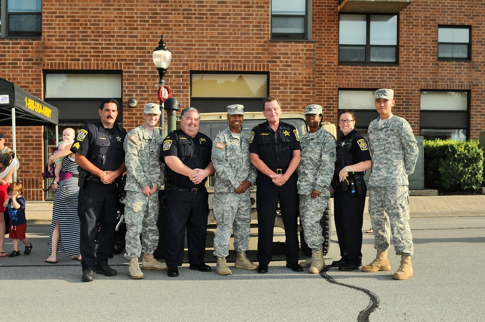 Local soldiers and police officers team up during National Night Out