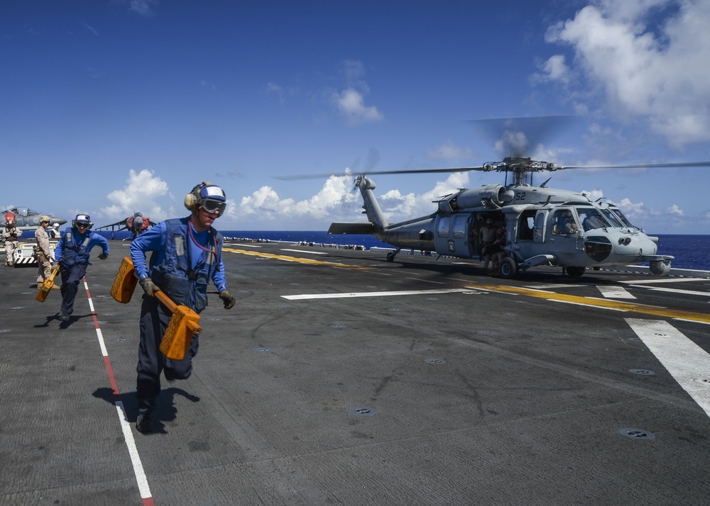 Flight deck operations aboard USS Makin Island