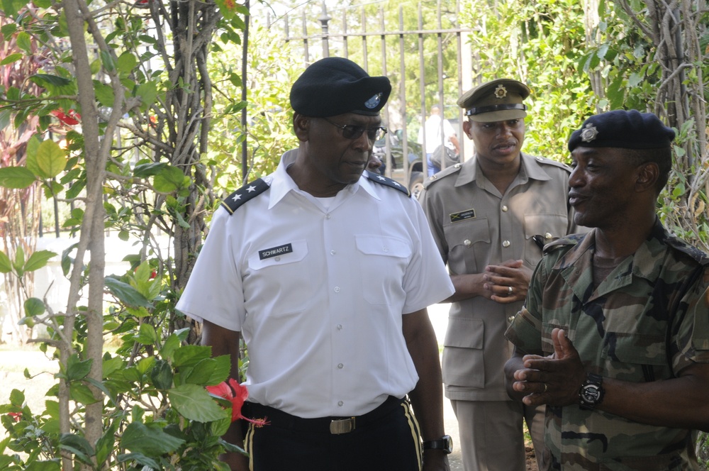 Commanding General of the District of Columbia National Guard, Major General Errol R. Schwartz visits Headquarters of Jamaica Defense Force in Kingston, Jamaica.