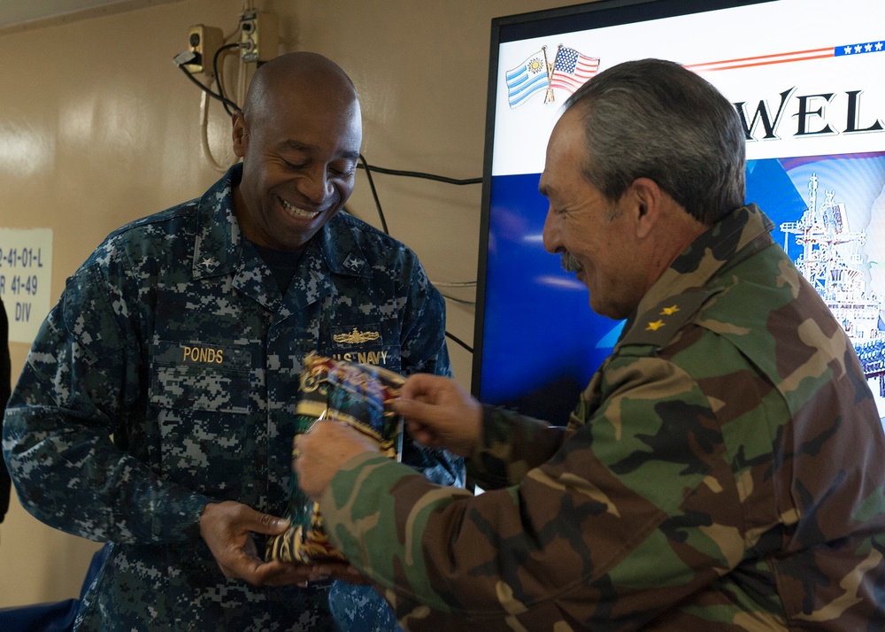 USS America receives distinguished visitors from Uruguay