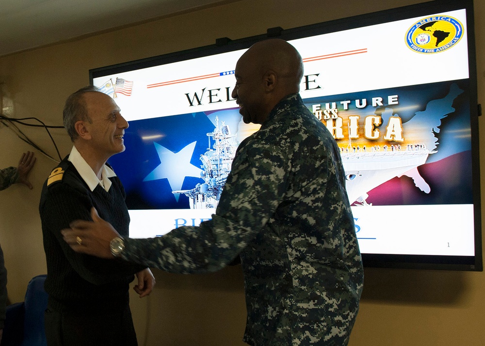 USS America receives distinguished visitors from Uruguay