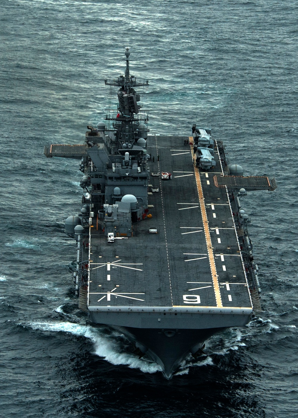 Future USS America sails through the Atlantic Ocean
