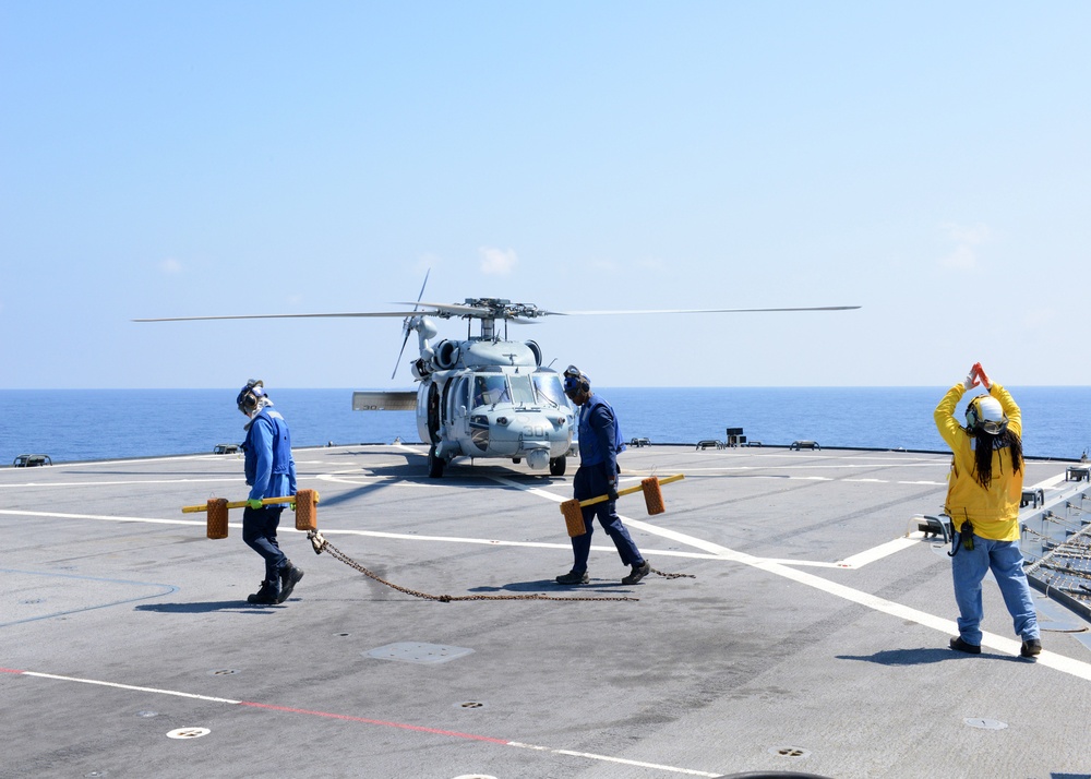 USS Mount Whitney flight deck operations