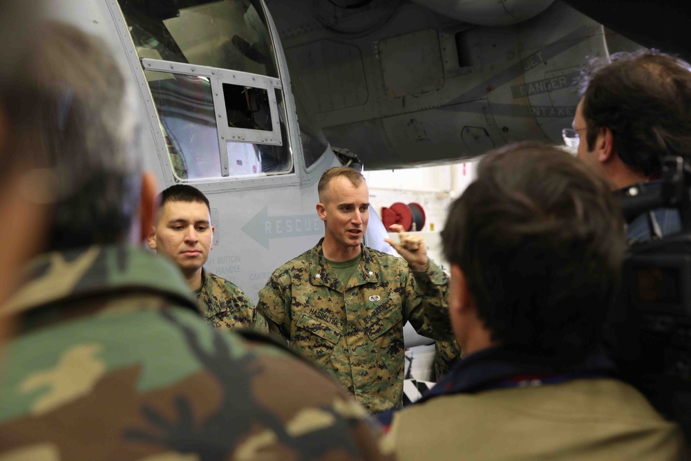 Distinguished visitors from Uruguay tour USS America