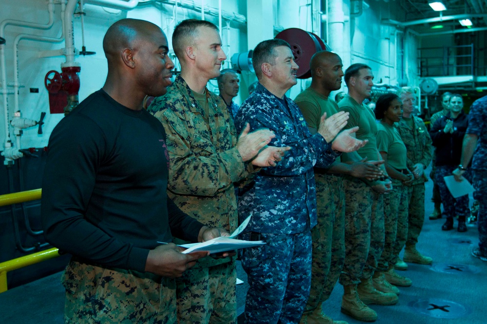 Sailors earn MCMAP belt aboard USS America