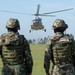 Reserve Marines from 1st Battalion, 23rd Marines practice on/off drills on CH46 Sea Knight Helicopter at Partnership of the Americas 2014