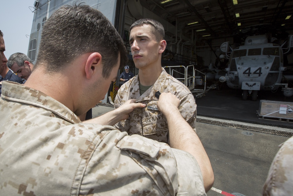 22nd MEU Sailor, Marine earn ESWS pin aboard Mesa Verde