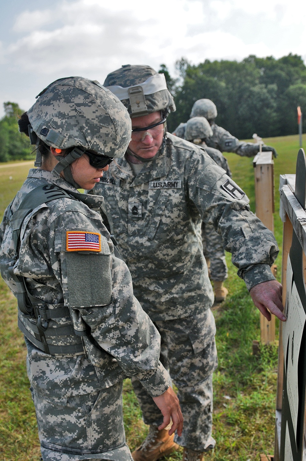 Army Reserve soldiers review shot group at zero range