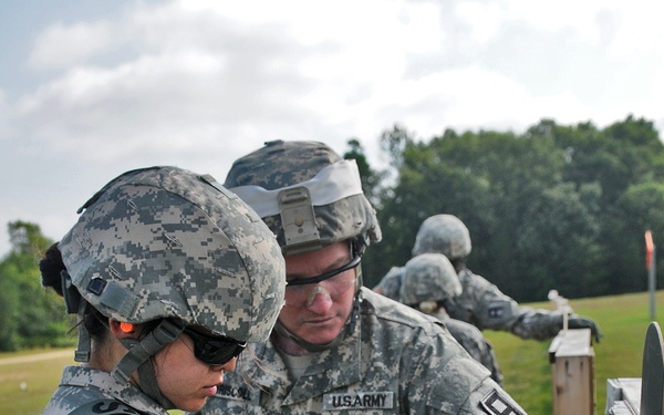 Army Reserve soldiers review shot group at zero range