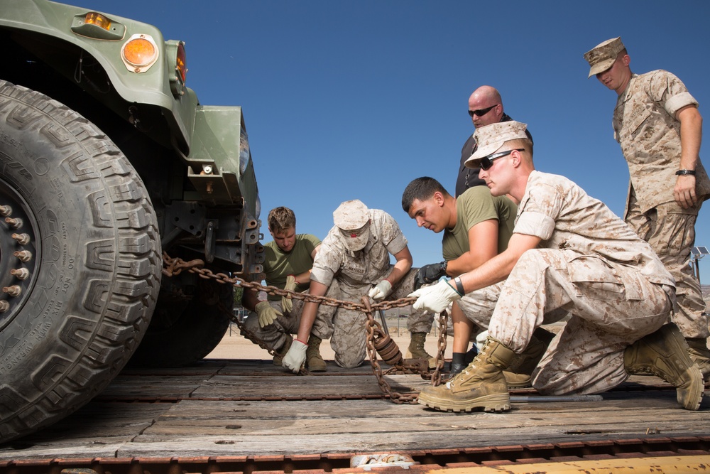 Combat Logistics Battalion-15 trains aboard Marine Corps Logistics Base Barstow