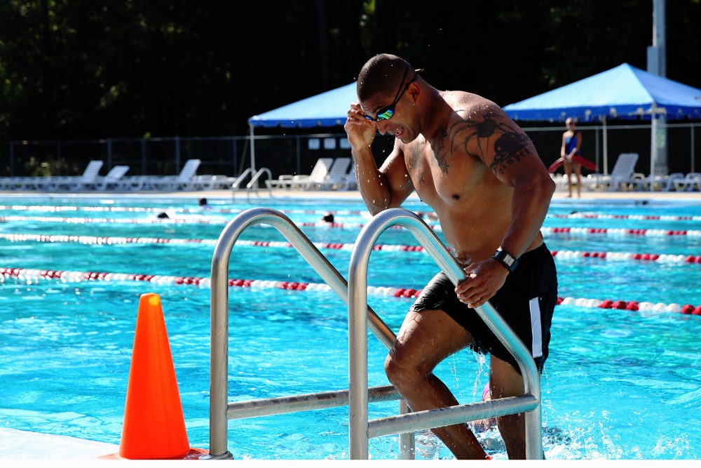 Competitors swim, bike, run to finish line