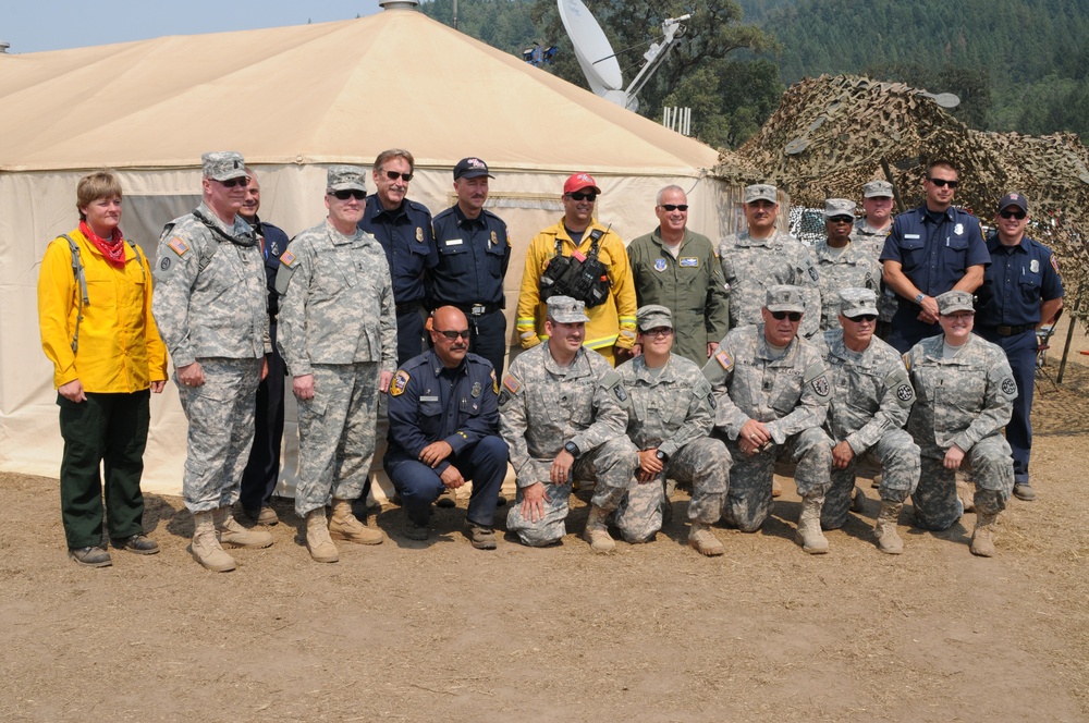 Cal Guard Senior Command visits troops at wildfires