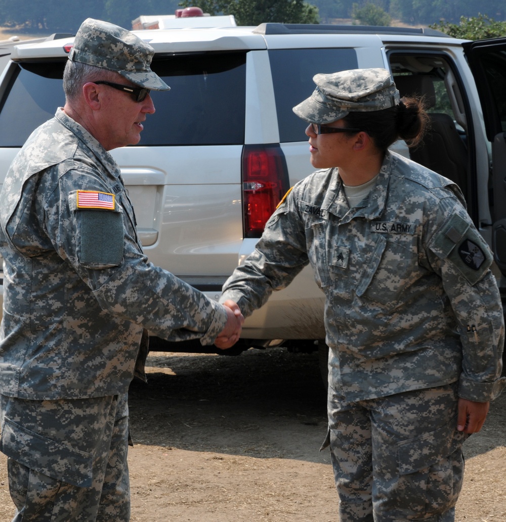 Cal Guard Senior Command visits troops at wildfires