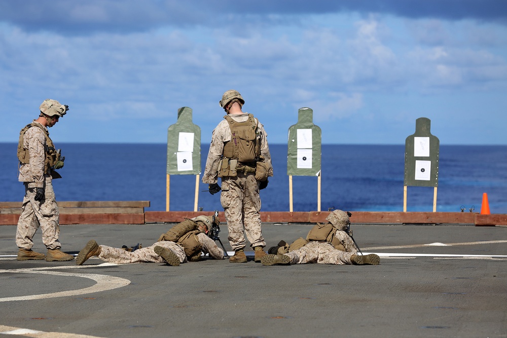 11th MEU Marines conduct small-arms shoot on USS Comstock