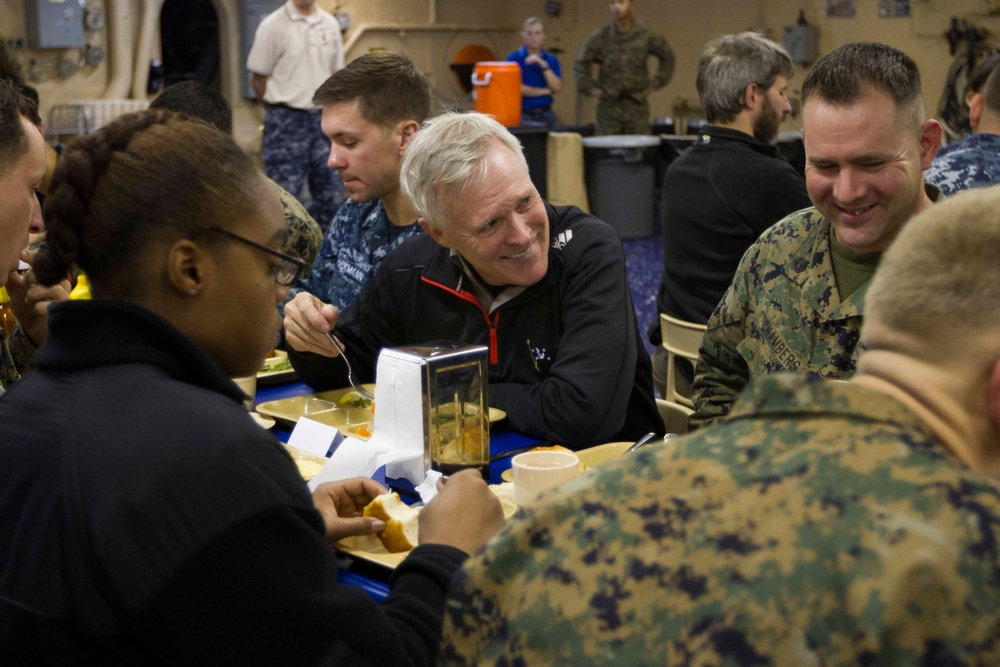 Secretary of The Navy visits Marines, Sailors aboard USS America