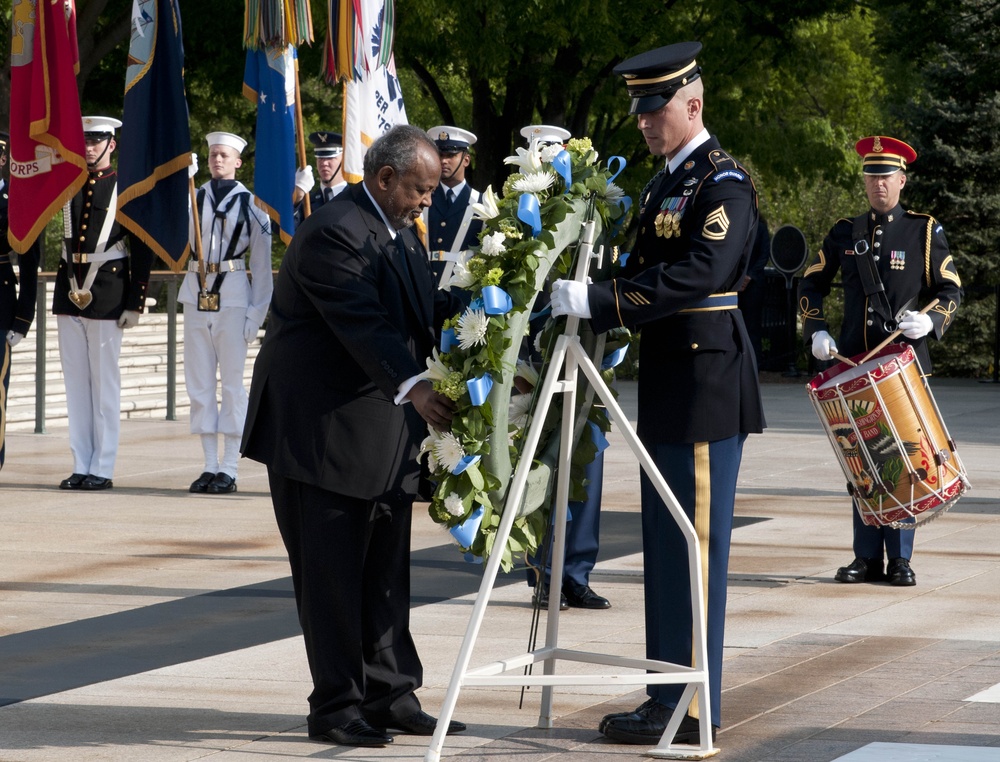 President of Djibouti Ismail Omar Guelleh wreath laying ceremony