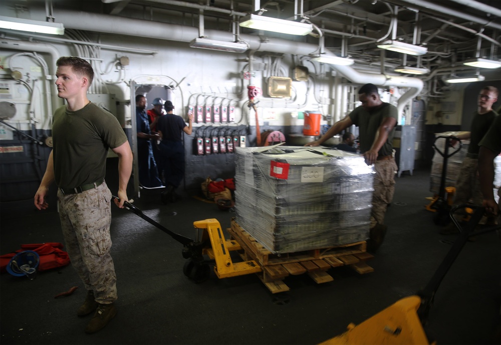 Marines, Sailors conduct replenishment at sea