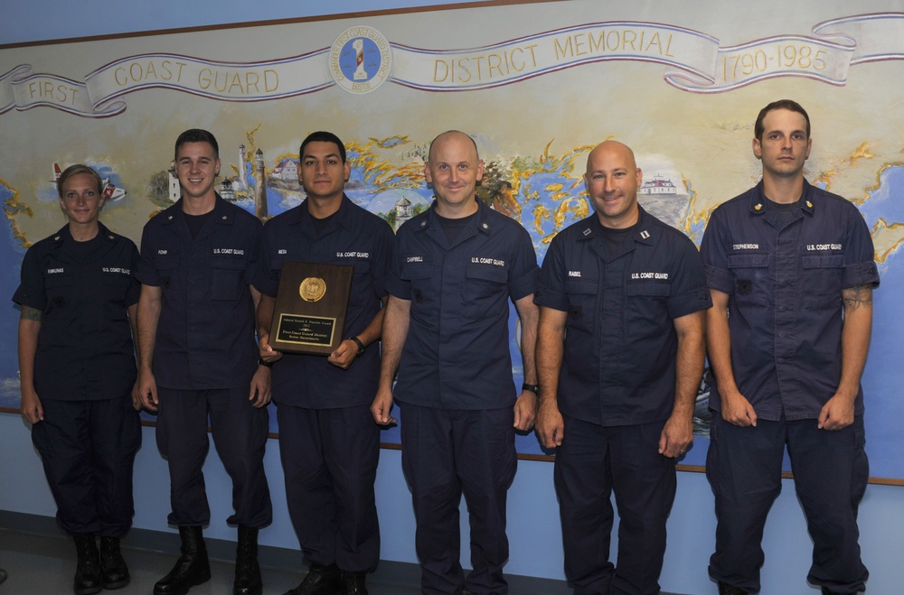 The Coast Guard Reserve Officers Association (R.O.A.) awarded the 2013 Admiral Russell R. Waesche Award to the 1st Coast Guard District for category two (with over 600 selected reservists)