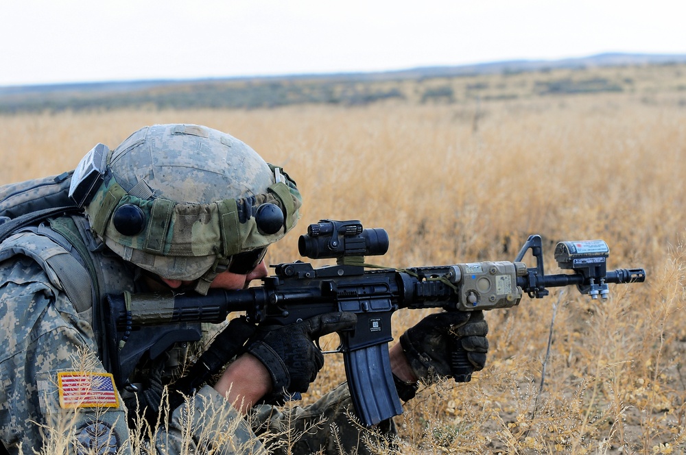 Infantryman watches for threats