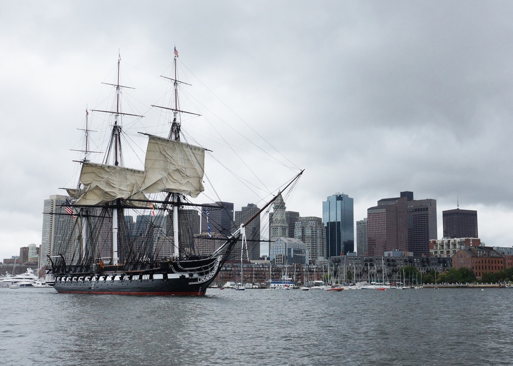 USS Constitution sets sail in Boston Harbor