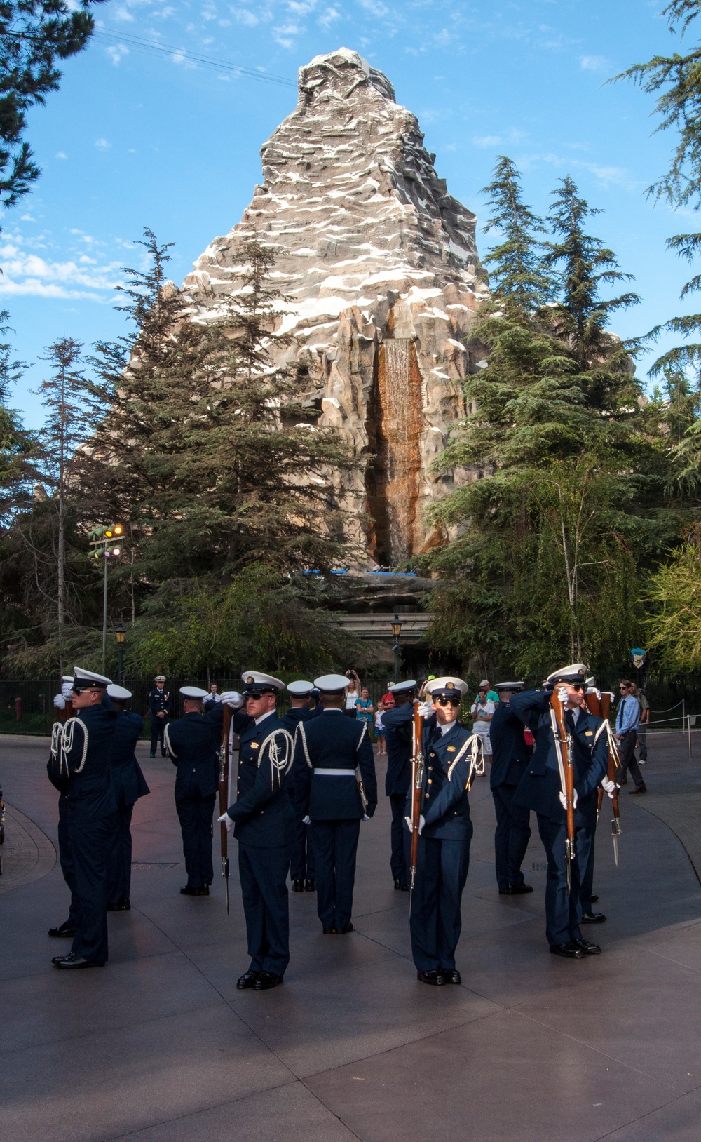 US Coast Guard Silent Drill Team performs at Disneyland