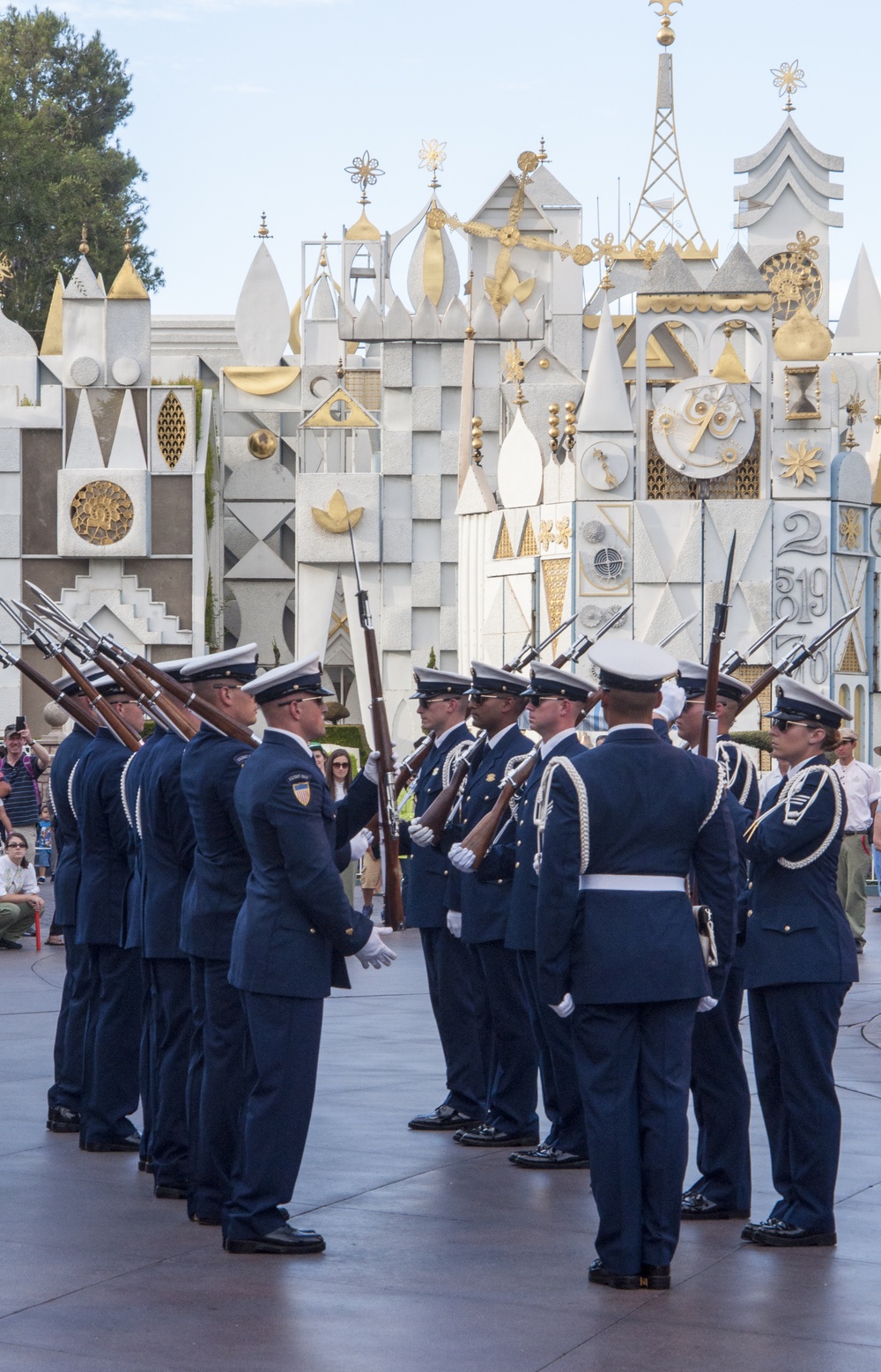 US Coast Guard Silent Drill Team performs at Disneyland