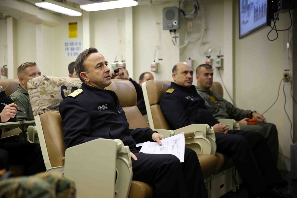 Military leaders conduct Partnership of the Americas after action debrief aboard USS America