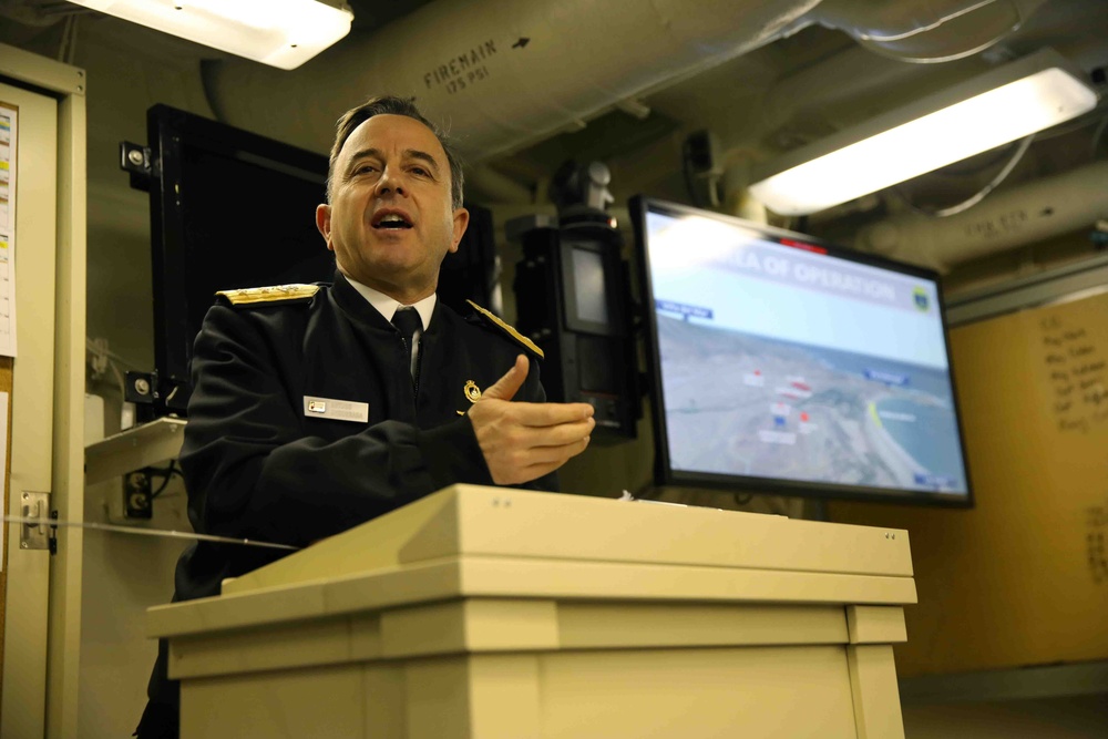 Military leaders conduct Partnership of the Americas after action debrief aboard USS America